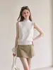 Chaleco de punto de cuello medio alto estilo coreano para mujer, nuevo modelo de verano 2026, corte ajustado, casual, top sin mangas versátil