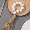 Amazon Contas de madeira Tassel Guardanapo Anel Estilo Pastoral Log Guardanapo Fivela Tecido à mão Corda de cânhamo Guardanapo Anel Boca Anel de pano