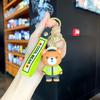 Llavero de oso bombero policía de tráfico de dibujos animados con pegamento goteando, regalos promocionales, accesorios de moda para parejas, cadena colgante linda para mochila escolar