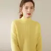 Suéter de cachemira de tres hilos para mujer, suéter de cachemira de color liso para mujer, capa base, estilo cálido engrosado, estilo retro