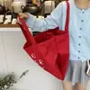 Bolsa de Lona para Mujer 2025 Nuevo Estilo Bolsa de Gran Capacidad Casual Versátil Estilo Coreano Ins Bolso Tote de Lona para Hombro