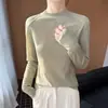 Camiseta base de punto para mujer, cuello medio alto, color liso, suéter suave de punto, capa interior fina, suéter de punto