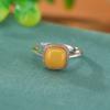 Anillo de plata de ley S925 con diseño de ciervo, chapado en oro, con cera de abejas, estilo retro, geométrico, cuadrado, personalidad de moda, combinable con todo.