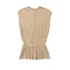 Chaleco tejido sin mangas elegante de estilo coreano con cintura ceñida por pliegues para mujer, adecuado como prenda exterior, agradable para la piel, versátil, con cuello de encaje, para un estilo casual de trabajo