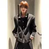 Sencillo y elegante, estilo casual japonés, moderno y versátil, artístico y a la moda, chaqueta de dos piezas falsa, nuevo estilo de Instagram, Harajuku