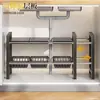 Estante de Almacenamiento de Cocina Retráctil Estante Organizador en Capas Debajo del Fregadero Estante de Almacenamiento con Divisor Estante de Almacenamiento Extensible de Tubo de Acero Inoxidable