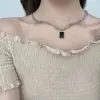 Diseño de nicho cadena para clavícula estilo hip hop negro collar de aleación cadena de suéter de doble capa collar de estilo frío temperamento ins