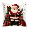 Funda de Almohada Navideña Estampada Decoración Festiva Transfronteriza Estilo Pintura al Óleo Realista Funda para Cojín de Sofá Dormitorio Almohada Venta al por Mayor