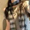 Bufanda Rayada Retro Desgastada para Mujer 2025 Nuevo Estilo Atmosférica Moda Protector de Cuello Otoño e Invierno Ropa Protector de Cuello Bufanda