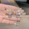 Pendientes de Borla de Cristal con Flor de Diamante Largo Exquisitos de Lujo Ligero de Nicho para Mujer Ins Modernos Versátiles Elegantes Populares