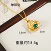 Loja de Ouro Pingente de Buda Maitreya Mesmo Estilo para Mulheres, Ouro de Areia Vietnamita Incrustado com Cabeça de Buda de Ágata Imitação Colar, Joia Versátil e Duradoura
