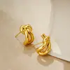 Brincos de Ouro 18K Nós Design de Nicho Brincos Trançados Design Simples Normcore Acessível de Luxo Transfronteiriço Brincos Franceses