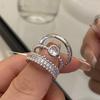 Anillo de micro diamantes con línea ondulada para mujer, diseño de nicho, alto sentido, personalidad abierta, versátil, para dedo índice, estilo frío, nuevo