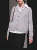 Colete Cardigan de Tricô Gola Redonda Feminino Cinza para Primavera e Outono