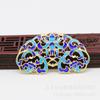 Antiguo oro arena chapado imitación color verde protección DIY azul quemado cloisonné corona de fénix tocado pieza de flor accesorios hechos a mano B2268