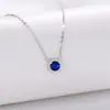 Nova Gargantilha Redonda de Safira em Prata de Lei S925 Nicho Exquisite Acessível Luxo High-End Europeu e Americano Transfronteiriça Mais Vendida