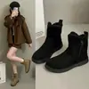 Botas de nieve de cuero suave y felpa de moda para mujer, nueva colección de invierno 2026, con suela gruesa, forro de felpa, que aumentan la altura y cálidas botas Martin