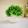Flores Artificiales Falsas Muebles para el Hogar Adornos de Mesa Balcón Flores de Plástico Planta Verde Falsa Adornos de Plantas en Maceta Mini Decoraciones Bonsái