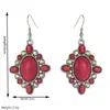 Brincos Ocidentais Europeus e Americanos Transfronteiriços Estilo Retrô Exagerado com Diamante e Turquesa Brincos Criativos Estilosos Retrô Exagerados Elegantes
