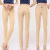 Pantalones de Lápiz de Cintura Media para Mujer Color Caramelo Sexy Elásticos Versátiles de Mezclilla Largos Pantalones Blancos Lisos para Mujer