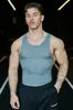 Colete Canelado de Seda Gelada Tricotado YOUNGLA Novo para Homens, Colete Esportivo para Fitness, Roupa Justa para Treinamento de Corrida e Basquete