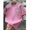 Camiseta de Manga Corta con Bordado Floral de Marca de Moda de Verano Estilo Japonés Juvenil Moderna Holgada Versátil