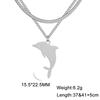 Joyería al por mayor de comercio exterior transfronterizo, sentido de alto nivel, joyería colgante de delfín de animales marinos lindos, collar de doble capa para llevar apilado