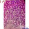 Patrón de posicionamiento de bordado completo lentejuelas pasarela vestido transparente falda de graduación encaje flor tela lentejuelas encaje