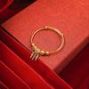 Pulsera de Anillo Minimalista Retro Dorado de Estilo Chino, Pulsera de Apertura de Fortuna III Vidas III para Mujer