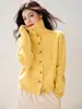 Toma Real 2025 Suéter de Cuello Alto Cárdigan para Mujer Otoño e Invierno Nuevo Retro Solapa Holgado Elegante Chaqueta Top de Punto
