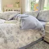 Estilo INS conjunto de quatro peças de algodão puro para menina lençol de solteiro floral de algodão puro capa de edredom conjunto de três peças