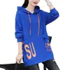 Moletom com Capuz Novo Outono e Inverno Manga Longa Feminino Estilo Preguiçoso BF Versão Coreana Solto Plus Size Casual Comprimento Médio Comércio Exterior