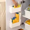 Estante de almacenamiento para película adherente para puerta de gabinete de cocina, caja de almacenamiento, montado en pared, interior de puerta de gabinete, estante de almacenamiento para refrigerador, almacenamiento lateral