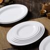 Plato de melamina imitación porcelana, plato ovalado blanco para pescado, plato comercial, vajilla para restaurante.