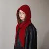 Gorro Pasamontañas Rojo para Niñas, Protección para los Oídos de Invierno, Gorrito Rojo, Gorro de Año Nuevo, Calentador de Cuello Integrado, Gorro de Punto a Prueba de Frío