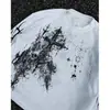 Camiseta de Manga Larga Waffle con Cruz Oscura Gótica Y2K Subcultura Estampado de Espinas Camiseta Básica