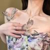 Horquilla electrónica de mariposa, fina como las alas de una cigarra, accesorio para el cabello, estilo Super Hada Mori, decoración retro de malla para selfies, horquilla para la cabeza de una dulce niña.