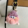 Peluche de Bola de Carbón Pequeña de Piel de Conejo Rex Real Colgante de Elfo Llavero de Coche Adorno Muñeca Montada en Coche Estilo Lindo Hecho a Mano