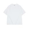 280g fio duplo marca de moda ombro caído grande super legal algodão penteado solta pesada camiseta verão espessada respirável gola redonda manga curta