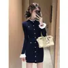 Vestido Elegante Estilo Francês, Novo Vestido de Tricô Outono e Inverno, Para o Dia a Dia, Emagrecedor, Versátil, Estilo Suave para Mulheres