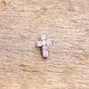 Pendientes de Cruz de Aleación de Titanio F136 con Circonita G23 Titanio Rosca Interna Circonita Labio Uña Lengua Perforación Joyería Cabeza