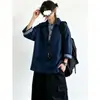 Camisa Polo de Dos Piezas Falsas de Siete Mangas Estilo Cityboy Japonés para Hombre Otoño Retro Americano Cuadros Patchwork Camisa Top