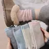 Calcetines de Mujer de Doble Puntada de Caña Media para Otoño e Invierno, Calcetines Gruesos de Lana, Calcetines de Color Sólido para Mujer, Calcetines Holgados de Hilo Grueso de Colores
