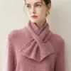 Bufanda pequeña para abrigar y decorar, nuevo modelo de otoño e invierno, 75% cachemira, 25% seda de morera, calentador de cuello cálido unisex de punto liso