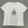 Camiseta de Algodón con Estampado de Dibujos Animados de Manga Corta para Mujer, Cuello Redondo, Rejuvenecedora, Top Casual para Uso Diario, Nueva Camiseta Transpirable de Estilo Veraniego