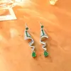 Populares Nuevos Pendientes de Seda Coloridos con Circonitas de Estilo Chino, Diseño Largo Elegante y con Estilo con un Toque de Alta Gama, Joyería de Moda