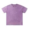 Camiseta Lavada com Efeito Desgastado Europeia e Americana Primavera e Verão Marca Tendência Manga Curta Algodão Puro Batik Retrô Flocos de Neve Fritos Top Solto