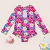 Traje de baño con estampado de flamencos para niñas, nuevo traje de baño de manga larga con protección solar para niños, surf, Amazon nuevo