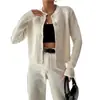 2026 Nuevo Cárdigan Corto de Punto Suelto de Manga Larga con Diseño Tejido Texturizado de Cuello Redondo Estilo Chanel Retro Transfronterizo