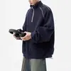 Sudadera de hombre con media cremallera, nueva colección primavera/otoño/invierno 2026, estilo retro americano, moderna, corte holgado, casual, chaqueta con cuello alto